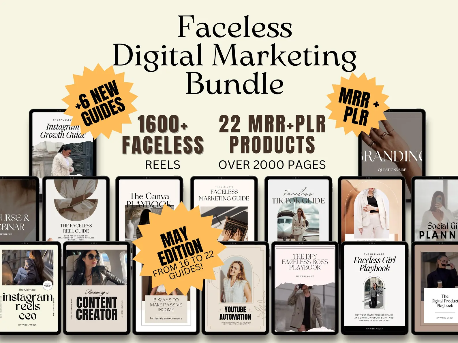 22 Resellable Faceless Marketing Products | DFY Digital Content + MRR License