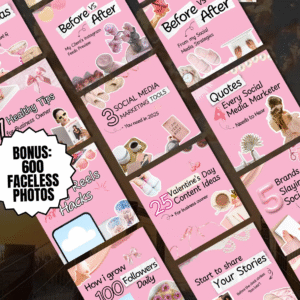 100 Aesthetic Pink Instagram Carousel Templates | Editable Canva Bundle with PLR & MRR Rights